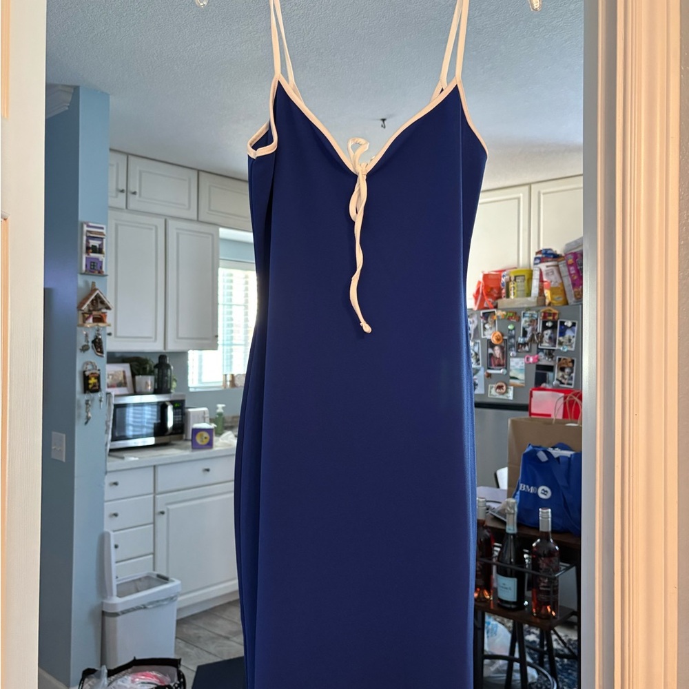 Elegant Blue Spaghetti Strap Dress